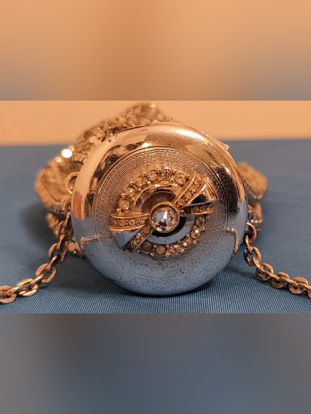 ​VTG 1920s Whiting & Davis Mesh Gate-Top Beggar’s Bag Purse Rhinestone Lid - Picture 7 of 11